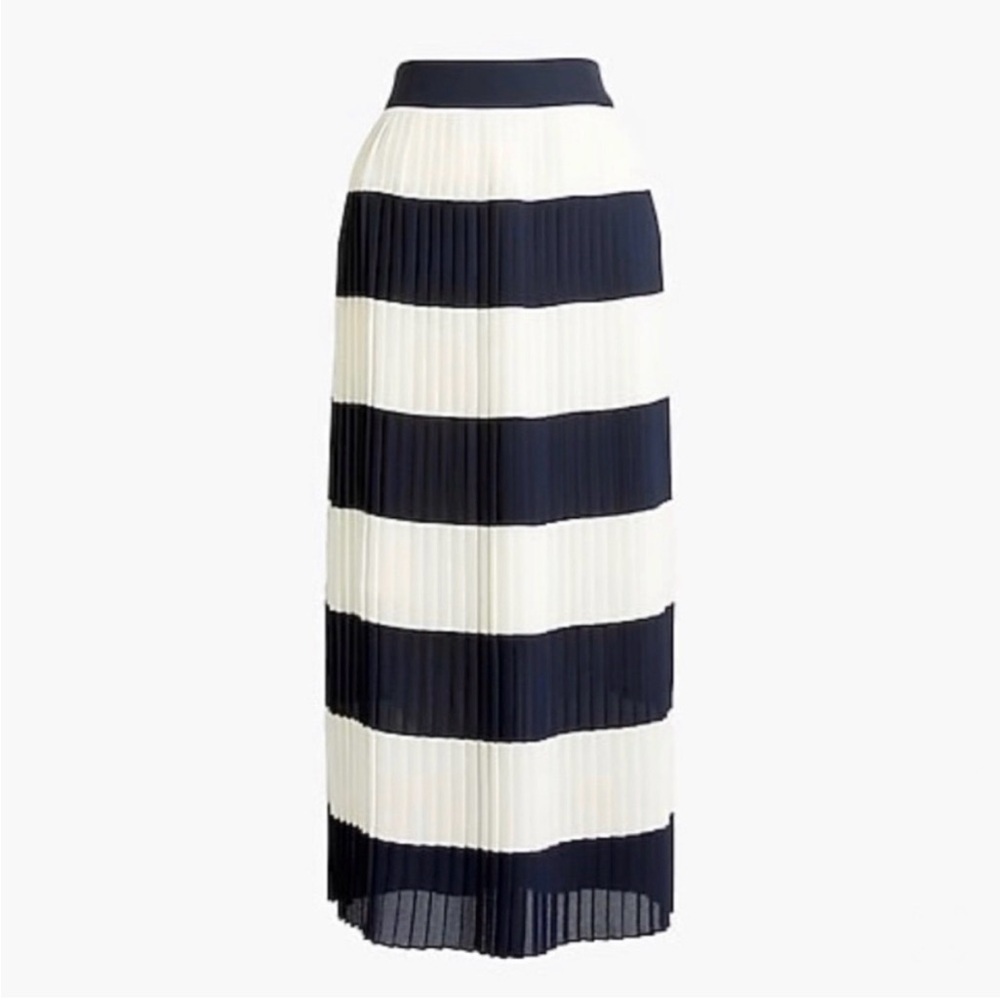 J. Crew Navy and White Striped Pleated Maxi Skirt, beautiful and classy